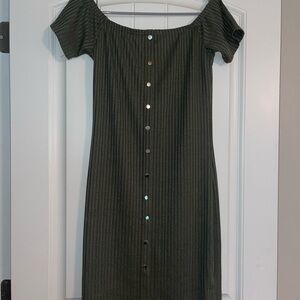 Elegant Off-Shoulder Button-Down Dress